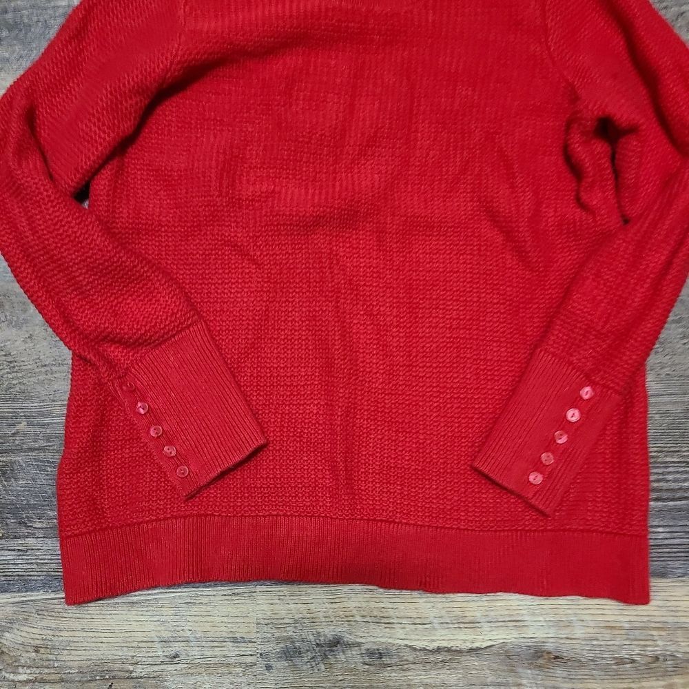 Loft Red Cotton Sweater - Picture 2 of 9